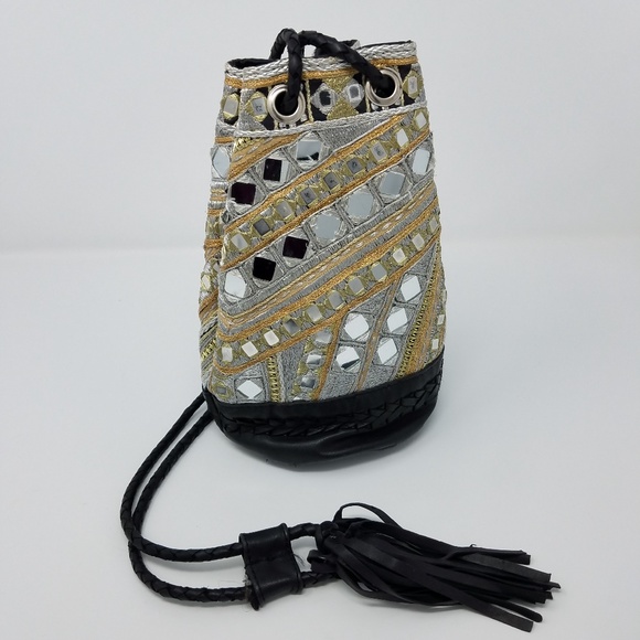 Free People Handbags - EUC Rare Free People Small Mirrored Bucket Bag